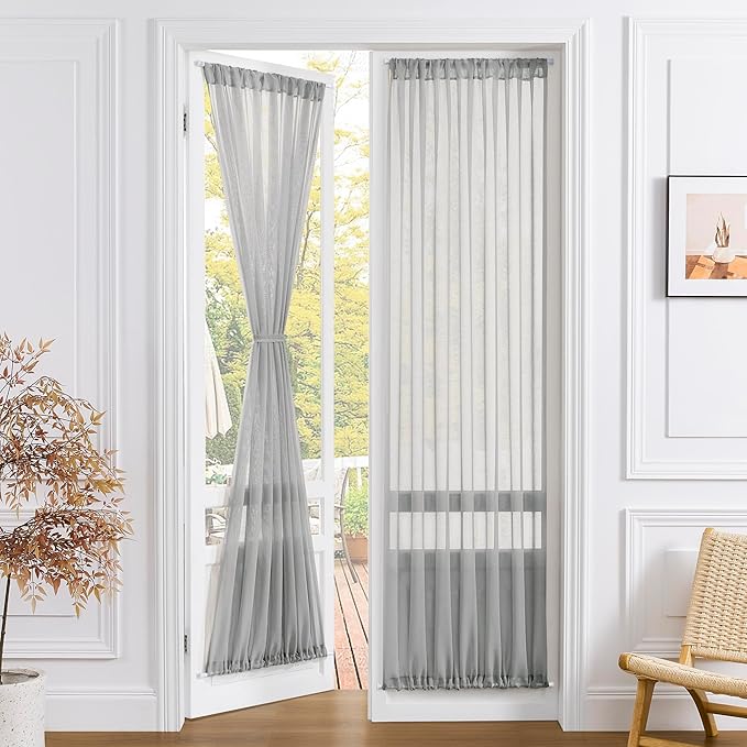 Tollpiz Sheer Door Curtain Closet Linen Textured Curtains Sheer Doorway Light by Tollpiz