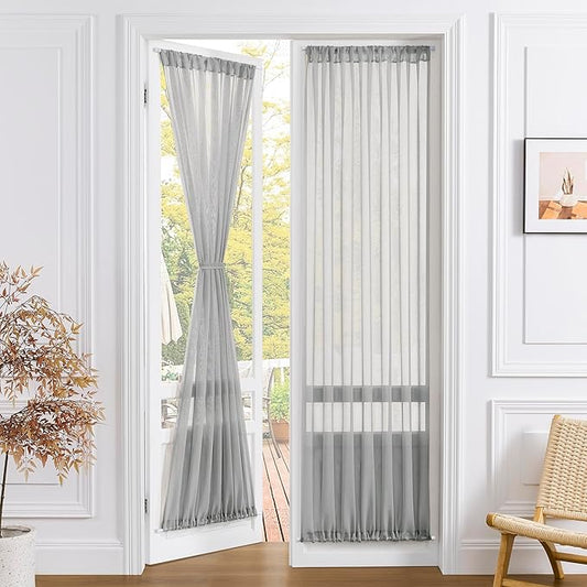 Tollpiz Sheer Door Curtain Closet Linen Textured Curtains Sheer Doorway Light by Tollpiz