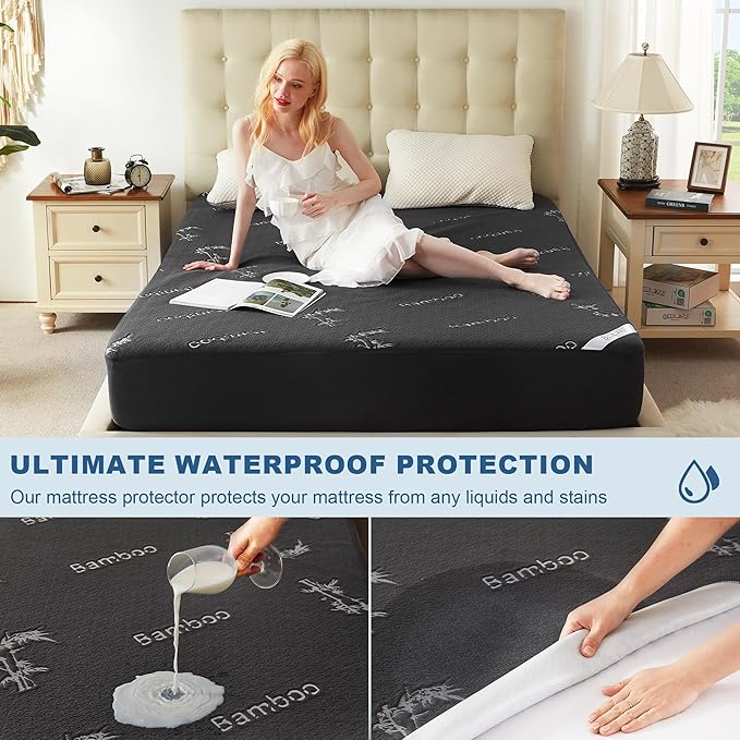 BEDLORE Full Size Mattress Protector Waterproof, Mattress Pad Fitted 6-15 Inch - Image 2