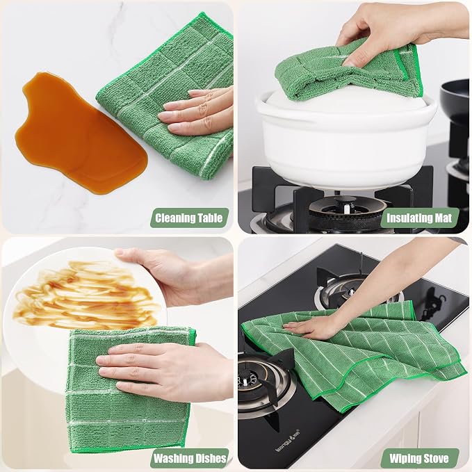 Homaxy Microfiber Kitchen Towels and Dishcloths Set, 16 Pack Soft and Absorbent - Image 5