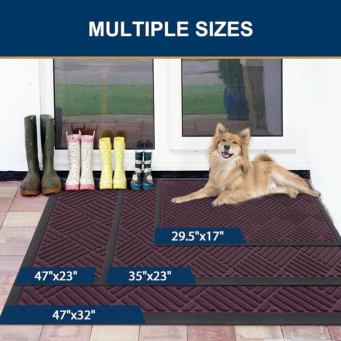 Smiry Front Door Mat Outside Entrance, Heavy Duty Outdoor Indoor Mat, Natural - Image 2