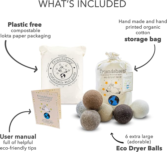Friendsheep Wool Dryer Balls, Organic Reusable Fabric Softener Alternative - Image 4
