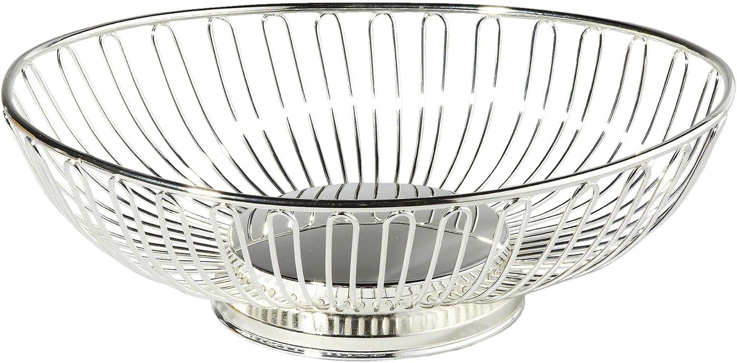 Elegance Nontarnish Silverplated Wire Bread Basket 11" | Decorative Oval Fruit Bowl for Kitchen, Dining Table, and Centerpieces | Modern Open Metal Design for Stylish Storage and Display