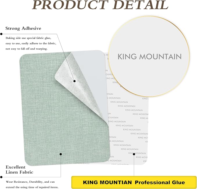 KING MOUNTAIN Coarse Linen Repair Patches, Self-Adhesive Linen Fabric Patches - Image 2
