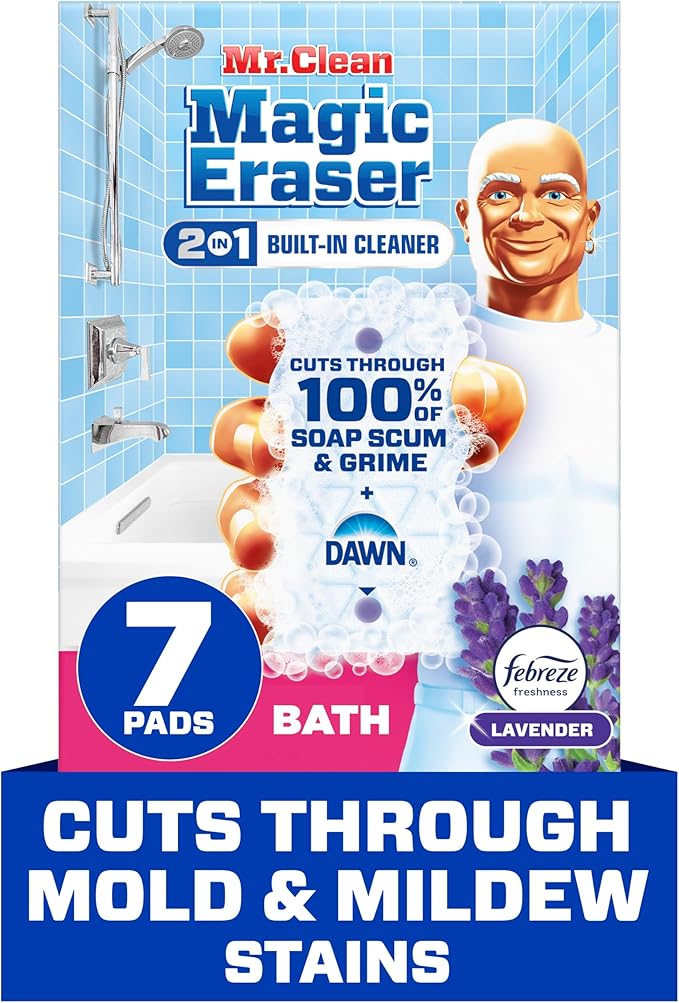 Mr. Clean Magic Eraser Sponge, Bathroom Cleaner, Soap Scum Shower & Tub Cleaner by MrClean