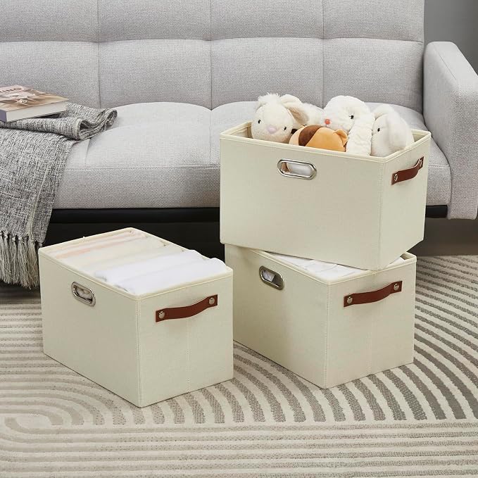 Large 3-Pack Foldable Fabric Storage Bins - Image 6
