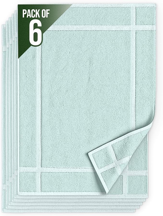 Pearl Linens Pack of 6 100% Cotton Bath Mat 20x30 inches, Soft & Absorbent by PearlLinens