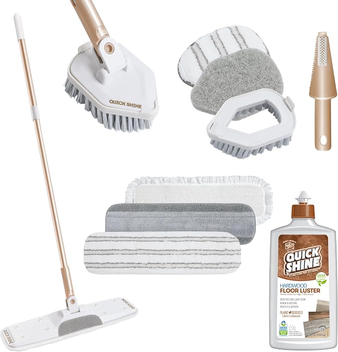 Quick Shine Ultimate Gold Clean + Polish Mop Kit | All-in-One 10 Pc Kit by QuickShine%7CSmartLivingCleanSolutions