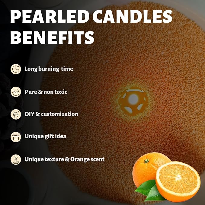 Orange Scented Pearled Candle 18oz Luxury Sand Candle Granulated Wax - Image 3