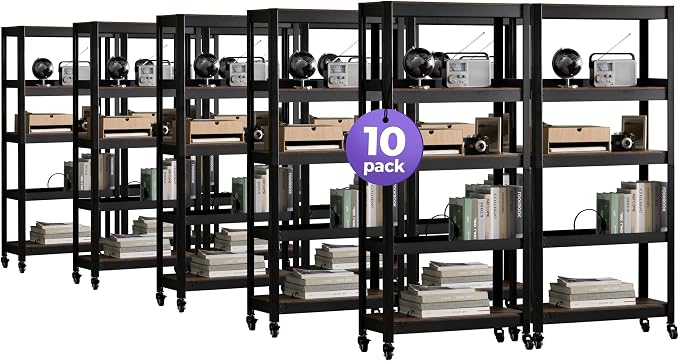 HOMEDANT House 5-Tier Metal Rolling Cart Shelf Rack Casters Heavy Duty Wheel by TheBestOrganizingSolution