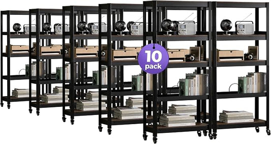HOMEDANT House 5-Tier Metal Rolling Cart Shelf Rack Casters Heavy Duty Wheel by TheBestOrganizingSolution