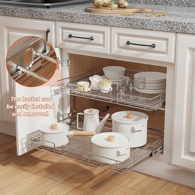 ROOMTEC Individual Pull Out Cabinet Organizer, 2 Tier Spice Rack Organizer - Image 5