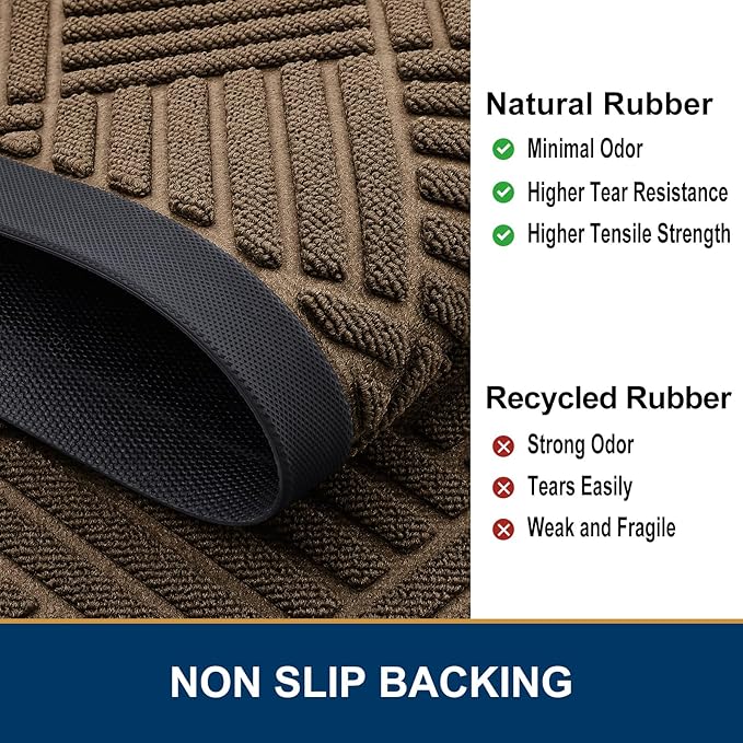 Smiry Front Door Mat Outside Entrance, Heavy Duty Outdoor Indoor Natural Rubber - Image 5