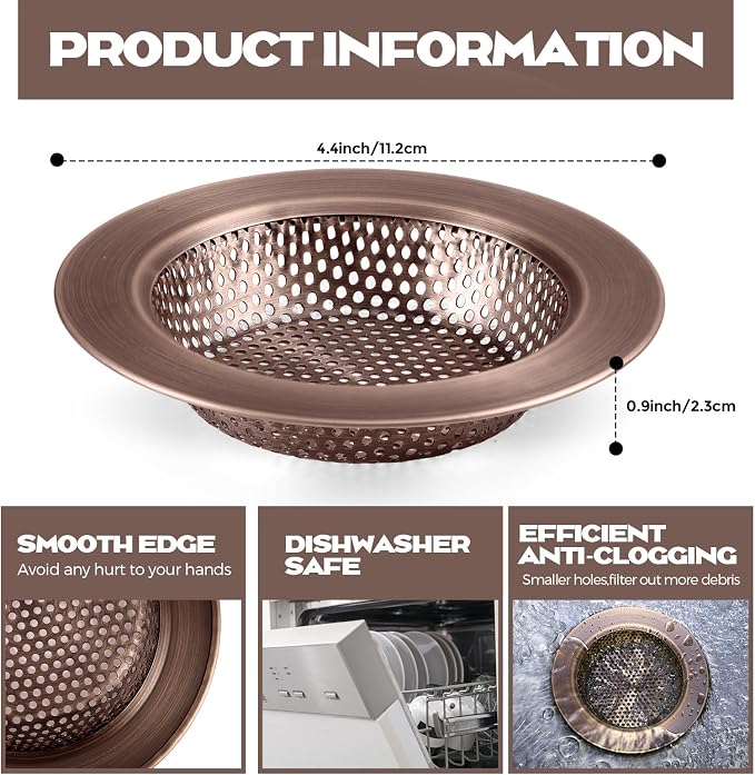 Retisee 2 Pcs Sink Strainer Stainless Steel Kitchen Sink Drain Strainer Basket - Image 2