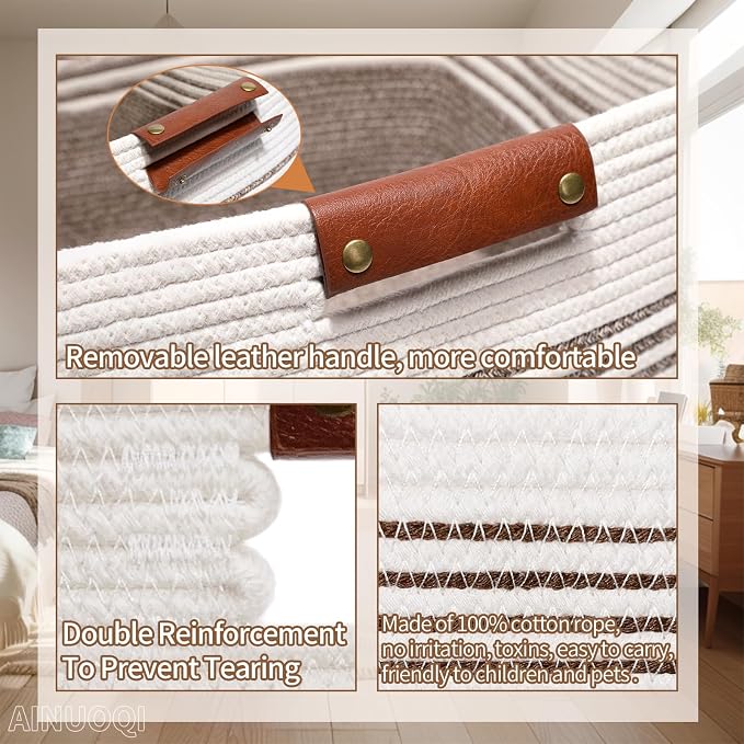 Laundry Hamper - Tall Woven Rope Laundry Basket - Clothes hamper - Image 7