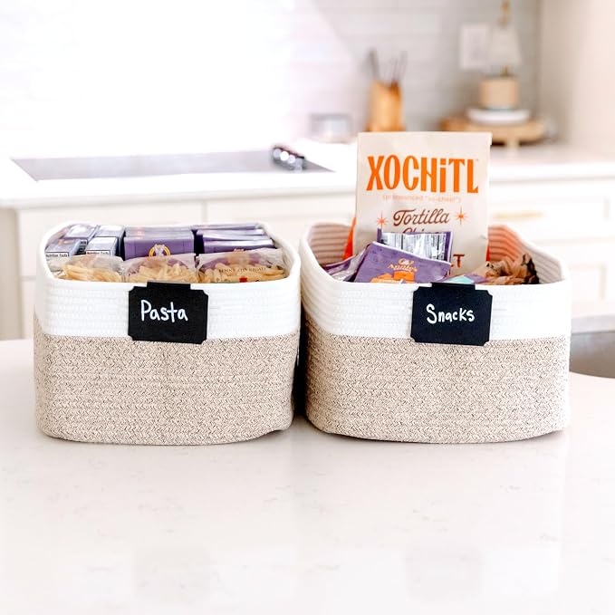 NaturalCozy Storage Baskets 16.8”x13”x7.6” Cotton Rope Woven Baskets - Image 7