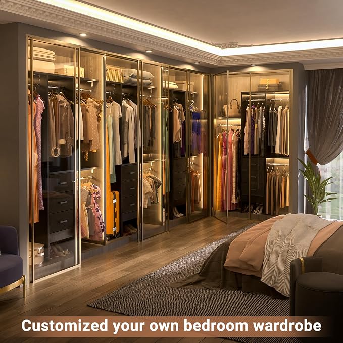 4FT Small Closet System with 3 Fabric Drawers, Flexible Built-In Clothes - Image 5