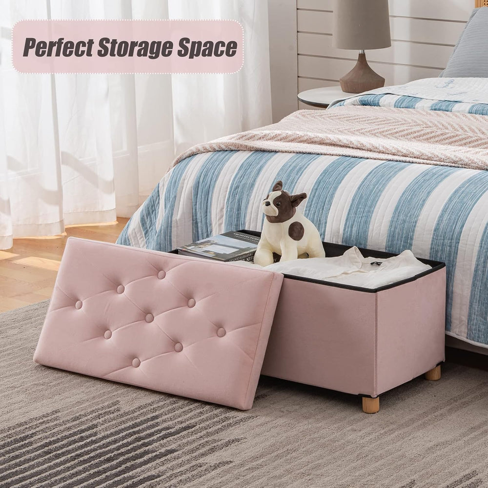 BRIAN & DANY 30 Inches Folding Storage Ottoman Bench, Ottoman with Storag...
