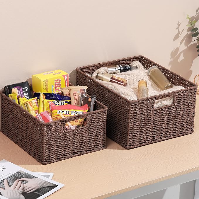 HOONEX Large Woven Storage Baskets, Paper Rope - Image 2