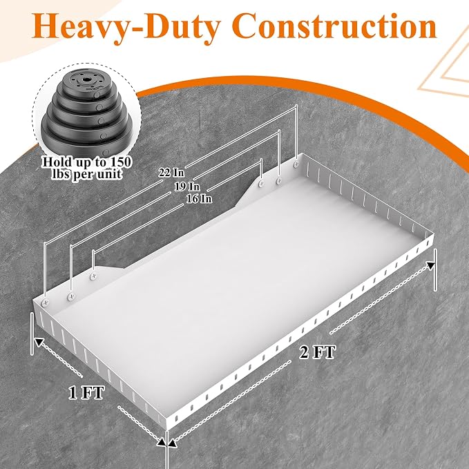 PEKGRIL 2 Pack Garage Wall Shelf, 1X2 Ft Heavy Duty Garage Shelving, - Image 3