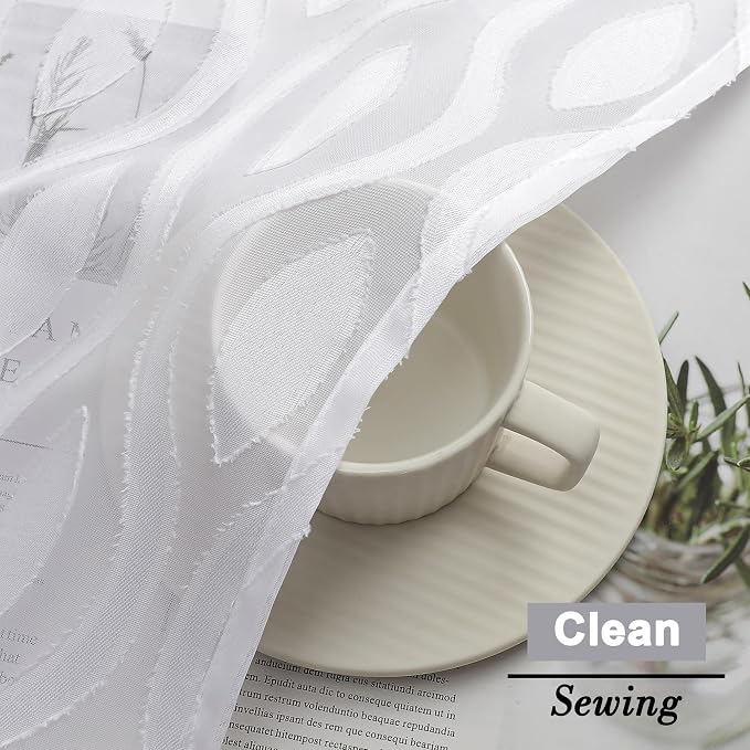 Aiyufeng White Sheer Curtains 45 Inch Length 2 Panels Set, Farmhouse Clip - Image 5