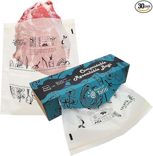 Compostable Food Storage Bags, Large Gallon Resealable Freezer Bags, 10.5 x by HeartofTafiti