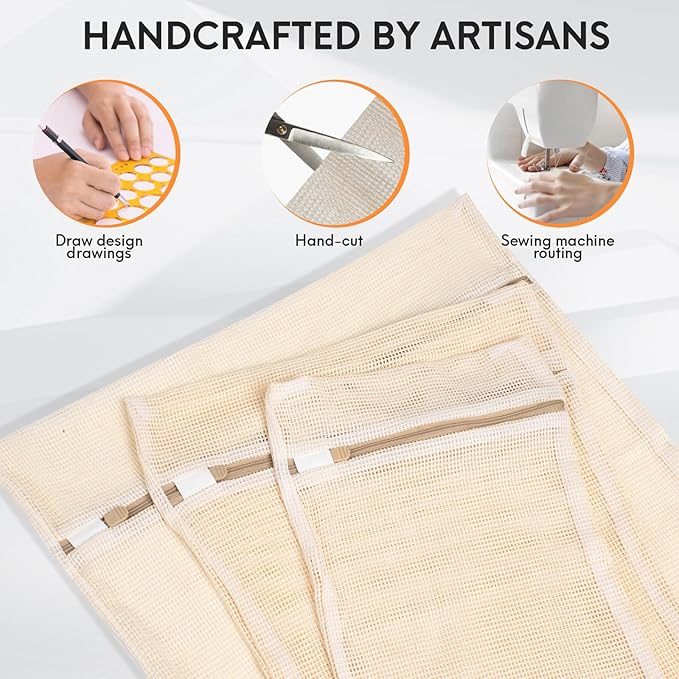 6-Piece Bag, Durable Cotton Mesh Laundry Bag, Sturdy Zipper, Breathable Mesh - Image 3