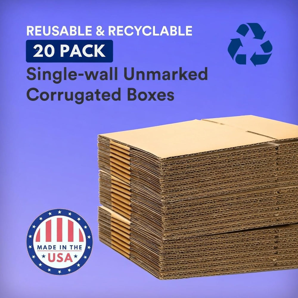 (20 Pack) 20"L x 20"W x 2"H Flat Corrugated Cardboard Shipping...