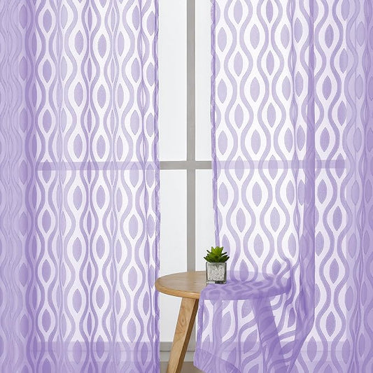 Aiyufeng Purple Sheer Curtains 84 Inch Length 2 Panels, Solid Lightweight Clip by Aiyufeng