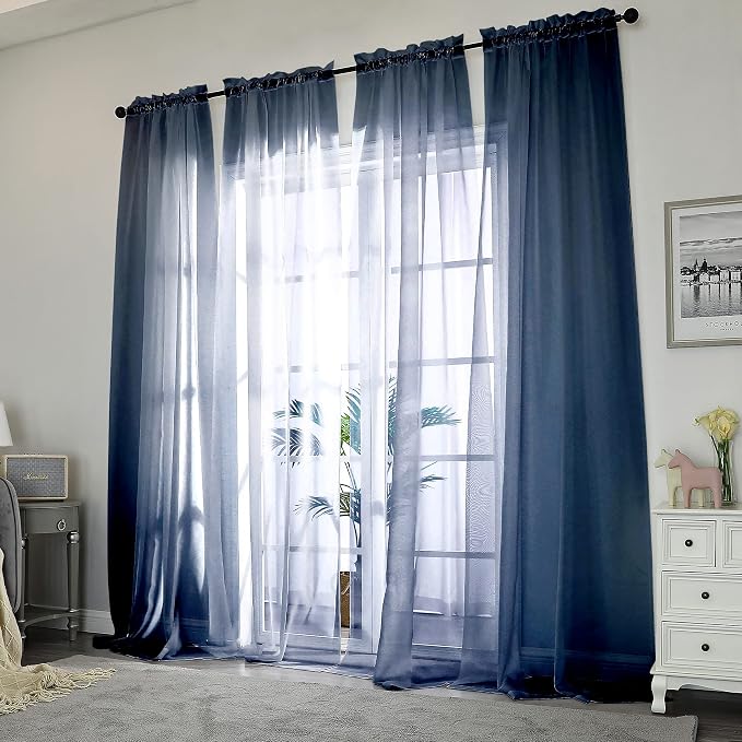 Chyhomenyc Extra Long Sheer Window Curtain Panels 120 Inch 2 PCS, Rod Pocket - Image 2