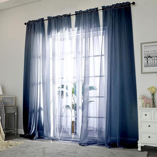 Chyhomenyc Sheer Curtains Extra Long 96 inch 2 PCS- Casual Style Airy & - Image 2