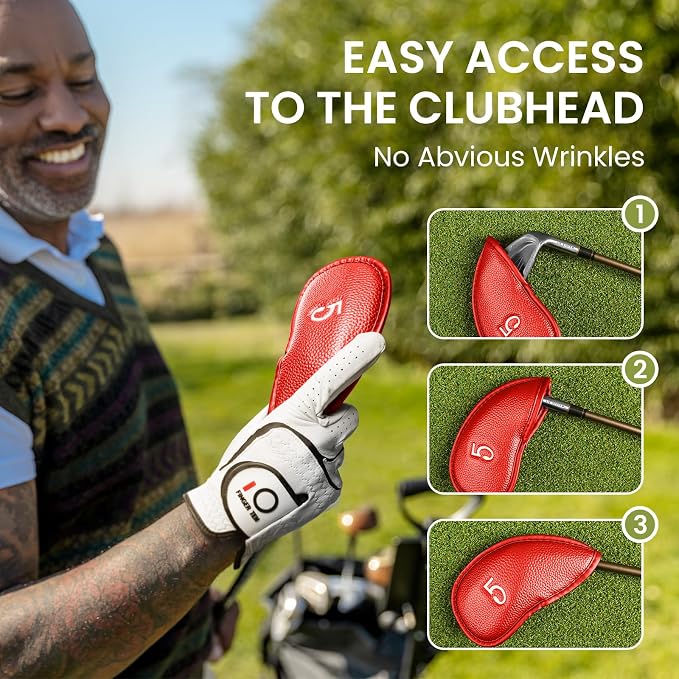 FINGER TEN Premium Synthetic Leather Stylish Iron & Wedge Golf Head Covers - Image 4