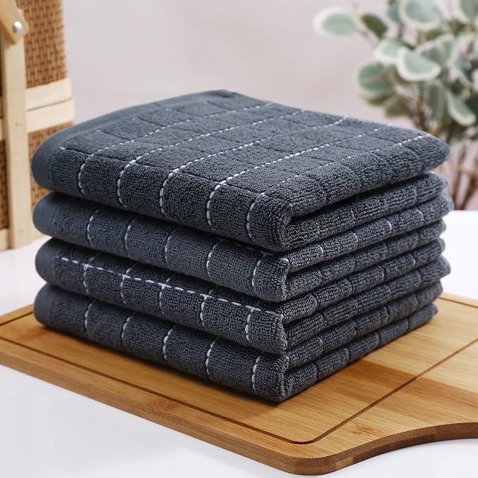 Homaxy 100% Cotton Terry Kitchen Towels, Checkered Designed, Soft and Super - Image 8
