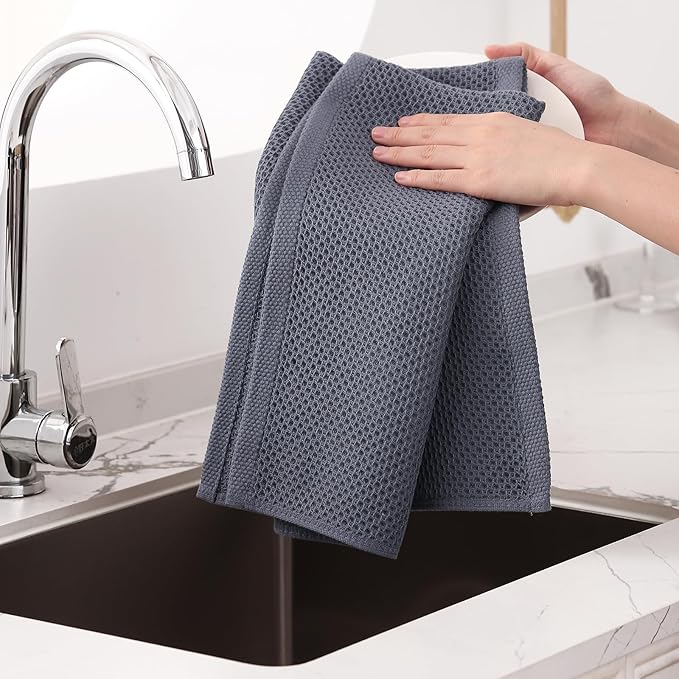 Homaxy 100% Cotton Oversized Waffle Weave Kitchen Dish Towels, Ultra Soft - Image 4