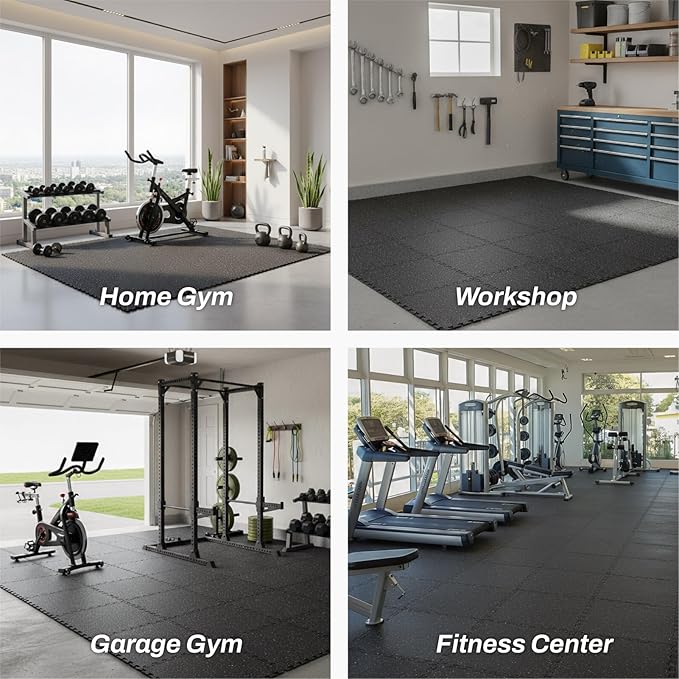 AIRHOP 0.56in Thick 24 Sq Ft Exercise Equipment Mats, 6 Tiles Upgraded Rubber - Image 7