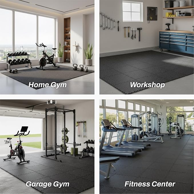 AIRHOP 0.56in Thick 96 Sq Ft Exercise Equipment Mats, 24Tiles Upgraded Rubber - Image 7