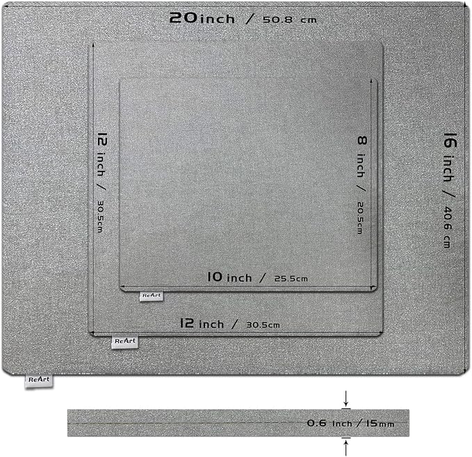 ReArt 3 Pcs Heat Press Mat 10" x 8" / 12" x 12" / 16" x 20" - Image 2