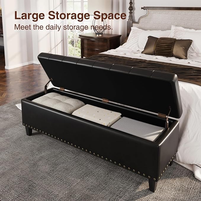 Storage Ottoman Bench, 51-Inch Large Storage Bench - Image 3