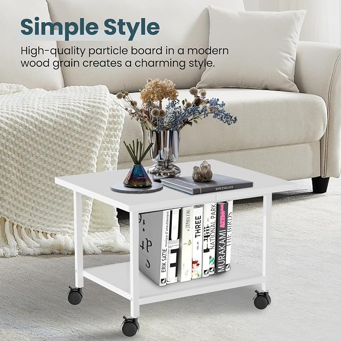 Printer Stand with Storage Under Desk Shelf, Desktop Printer Stand Organizer - Image 6