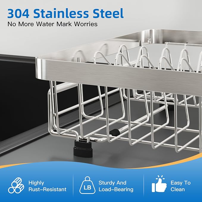 romision Expandable Dish Drying Rack Over The Sink Small Metal Stainless Steel - Image 5