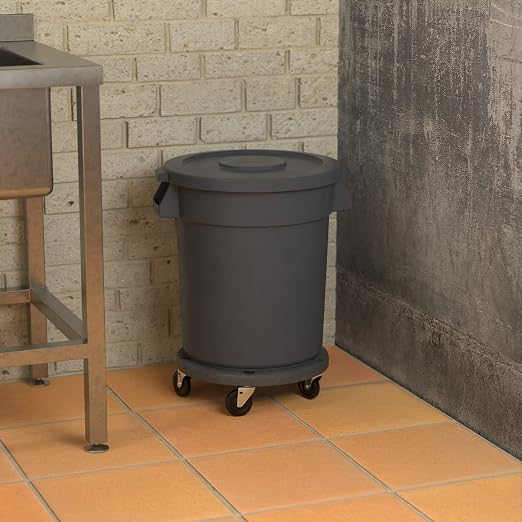 20 Gallon Gray Round Commercial Trash Can - Image 4