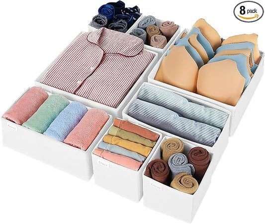 Criusia Drawer Organizer Clothes, 8 Pack Underwear Drawer Organizer, Foldable by Criusia