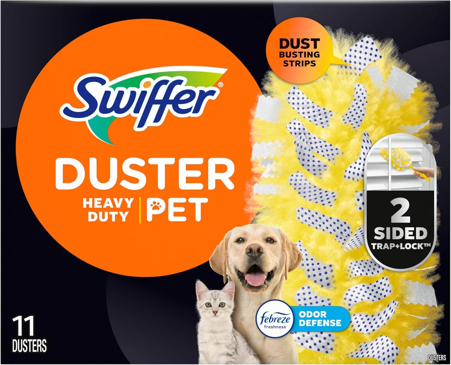 Swiffer Pet Heavy Duty Dusters Refills, Multisurface 360 Dusters with Febreze Odor Defense, 11 Count