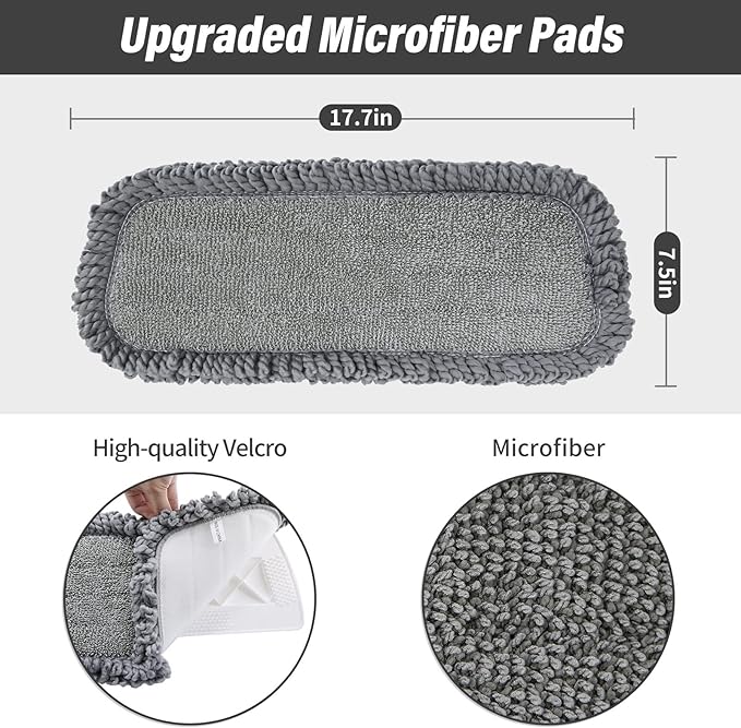 16.5 inch Mop Pads Refills, 3 Pack Microfiber Reusable Replacement Mop Pads - Image 2