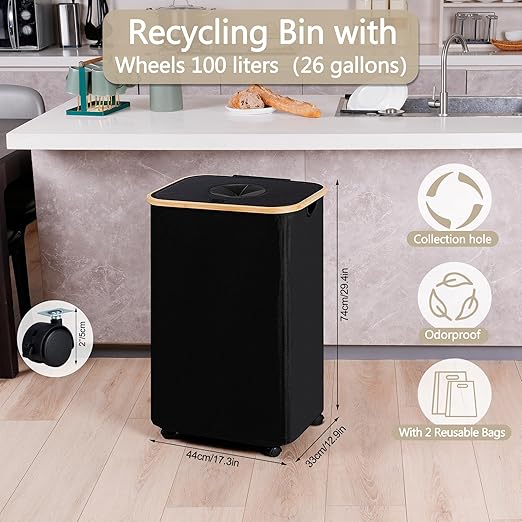 efluky Recycle Bins for Kitchen 100L, Recycling Bin - Image 2