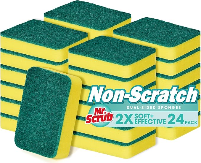 Sponges Kitchen Scrub Dish Sponge Scouring Pad, 24 Pack Cleaning Brush Scrubber by MrScrubCleaninghelpers