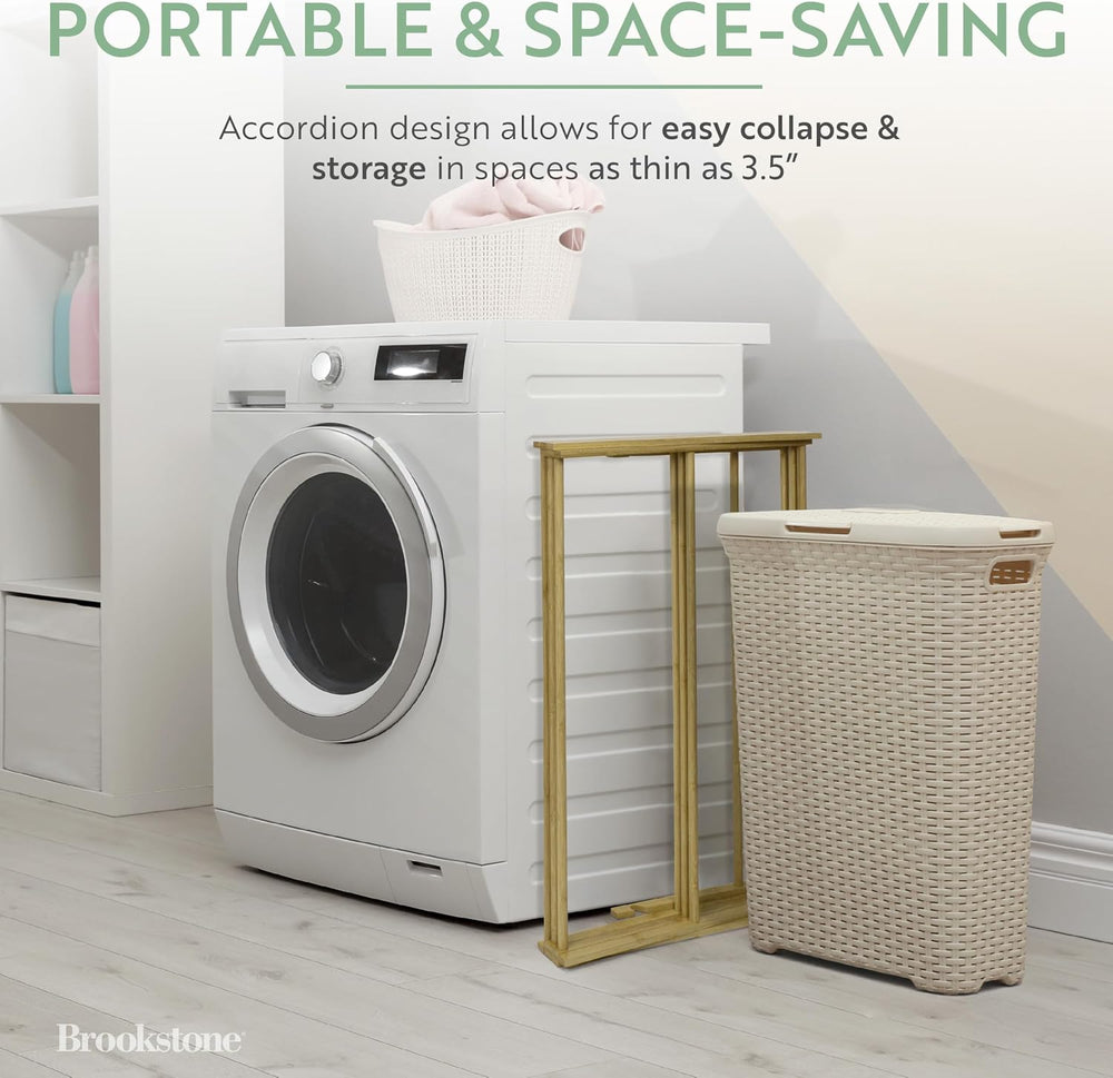 BROOKSTONE, Eco-Friendly Bamboo Drying Rack, Collapsible Laundry Clothes Hang...