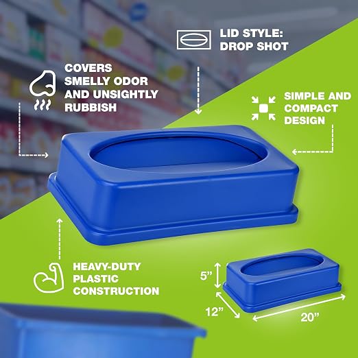 Alpine 23 Gallon Slim Trash/Recycling BIN Swing LID Blue - Image 3