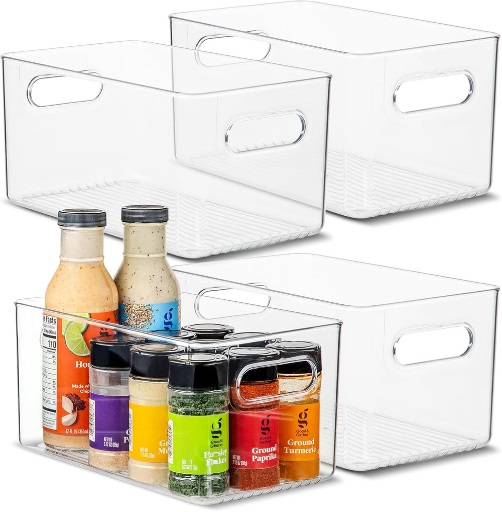 Plastic Food Storage 4 Pack Clear Container Bin
