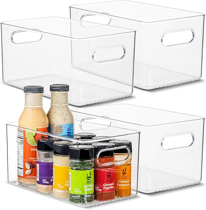 Plastic Food Storage 4 Pack Clear Container Bin by primebox
